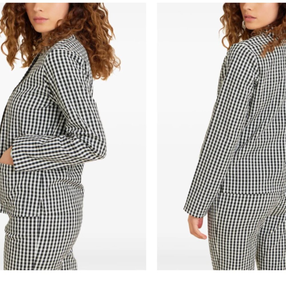 Agnès B. Paris Gingham Button-Up Shirt Black White Size 1/Small - Picture 3 of 14